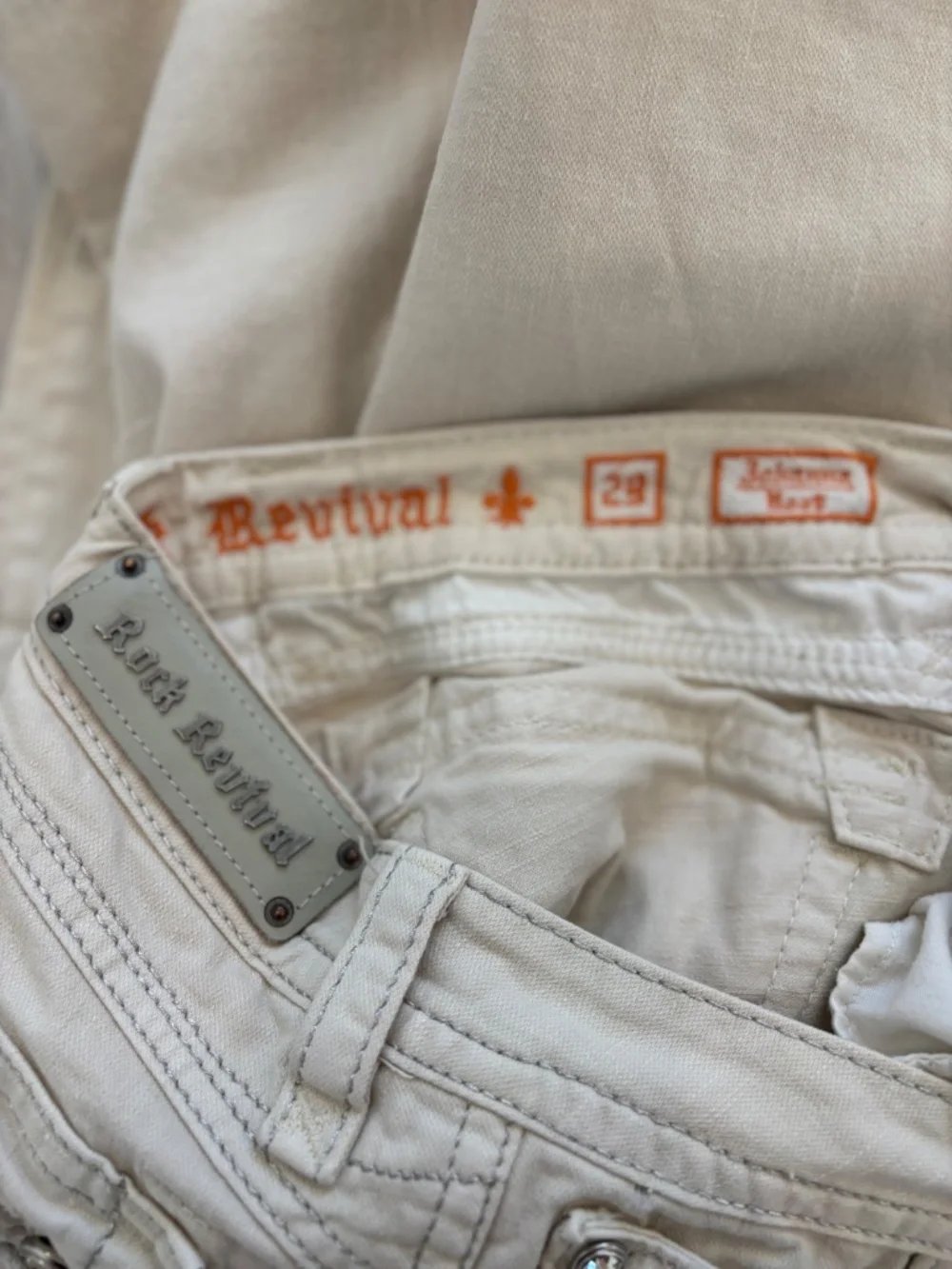 ✧ Y2K Rock Revival Low Rise Bootcut Jeans ✧Size 29, ivory - Picture 14 of 15